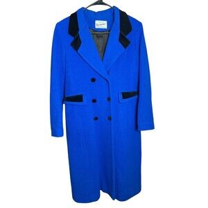 Vintage 1970s Women's Size 14Rothschild Union Made Blue Black Wool Coat Peacoat
